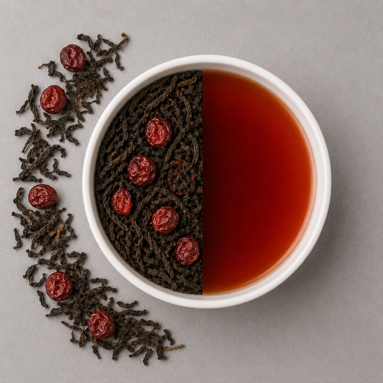 Shou Pu-erh with cherry