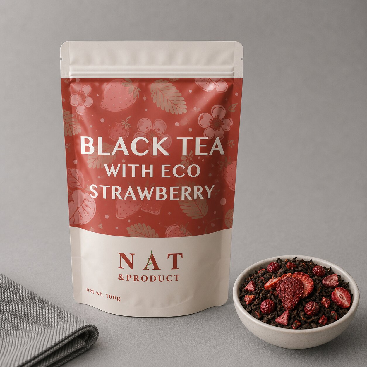 Black Tea with Strawberry Pieces - Image 2